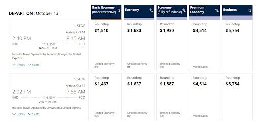 United flights to Europe