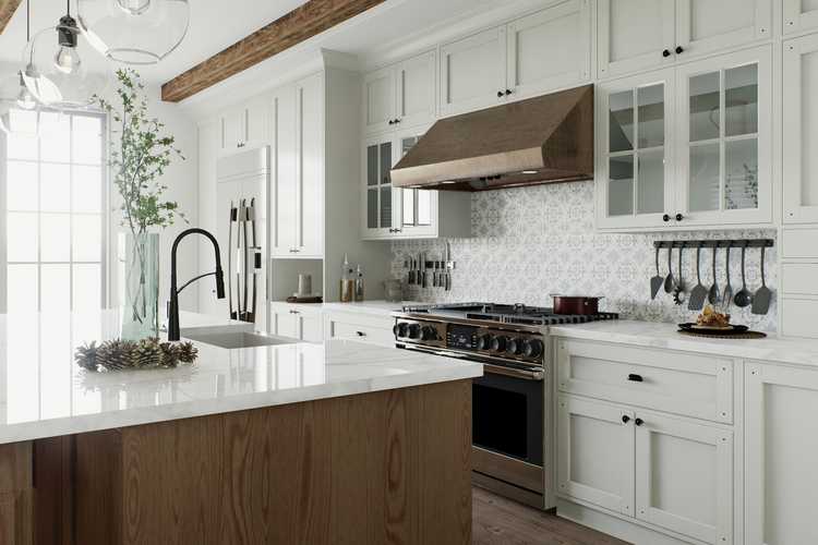 Traditional large L-shaped kitchen