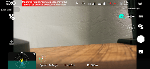EXO Mini drone App functionality and user interface